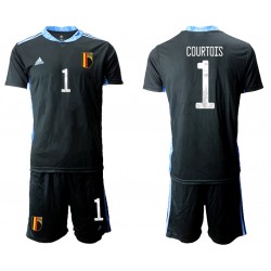Camisola Bélgica Guarda-redes Thibaut Courtois 1 Criança Equipamento Primeiro Euro 2020 Manga Curta
